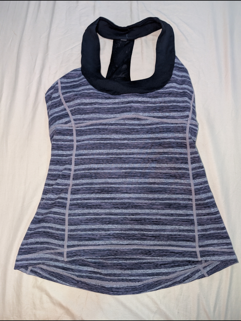 Lululemon Scoop Neck Tank top black & grey stripe size 8